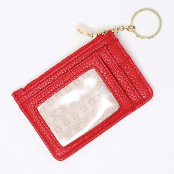 Tango Red Faux Leather ID Card Key Ring Wallet - Picture 1 of 6
